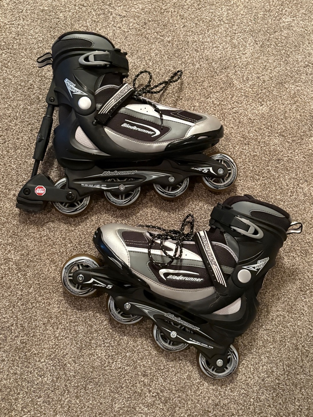 Bladerunner Pro 80 Inline Skates Rollerblades Black/Gray/Silver Size 12